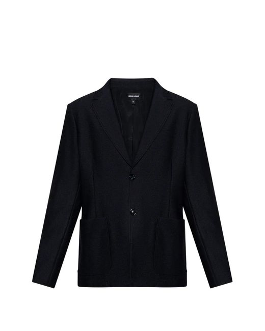 Giorgio Armani Blue Notched-Lapel Textured Jacket for men