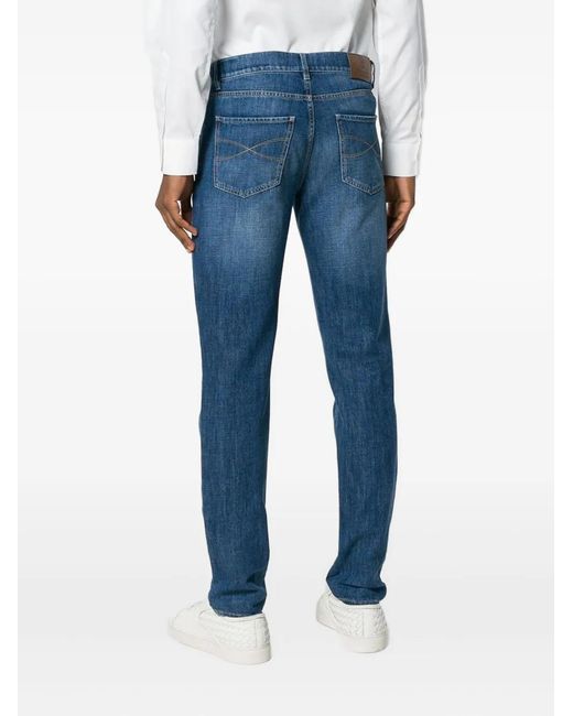 Brunello Cucinelli Slim-Fit Jeans in het Blue voor heren