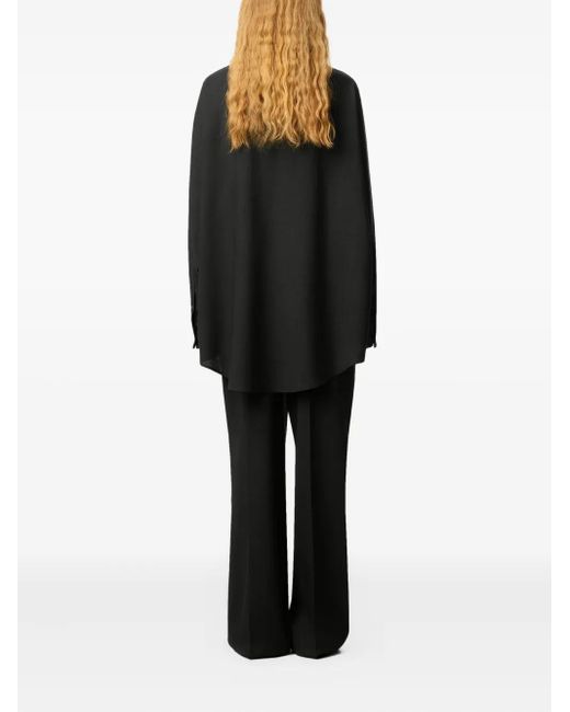 AMI Black Bandana-Collar Wool Blouse
