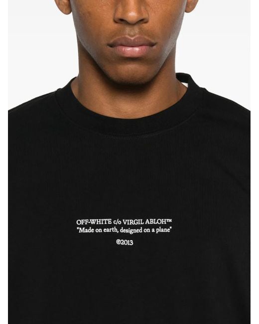 Off-White c/o Virgil Abloh Made On Earth, Designed On A Plane T-Shirt in het Black voor heren