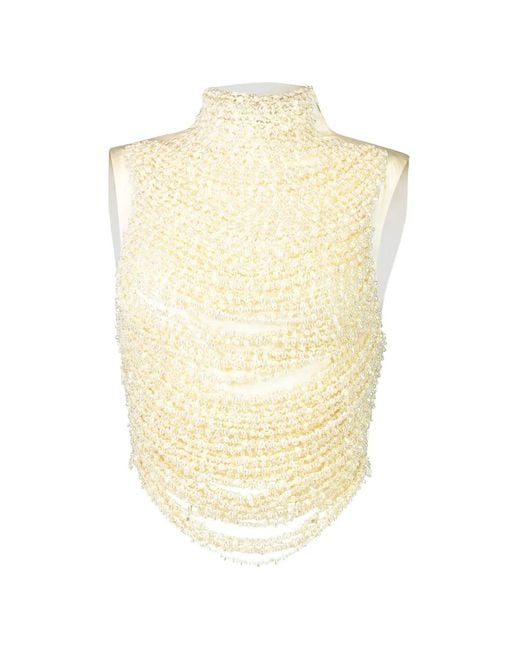 Cult Gaia White Taraji Beaded Top