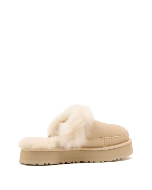 Ugg Natural Mini Suede Leather Sandals With Sheepskin Comfort