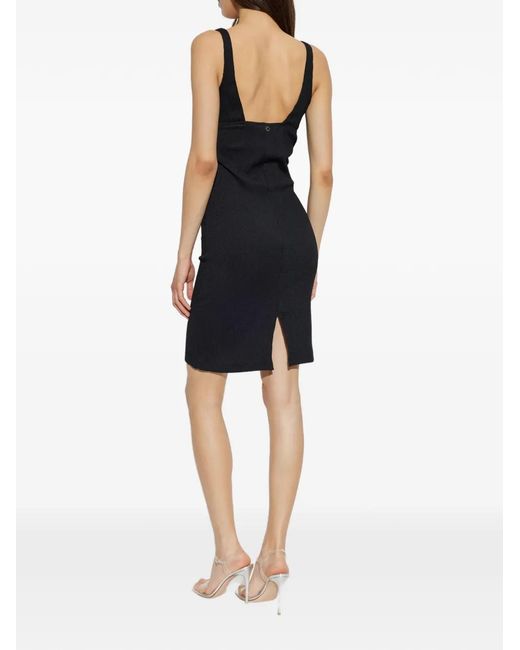 Emporio Armani Black Logo-Plaque Gathered Dress