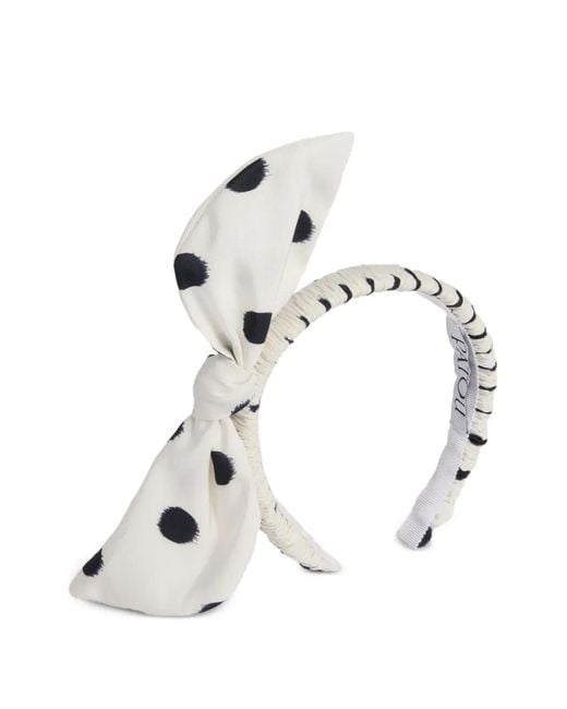 Patou White Polka Dot-Pattern Headband