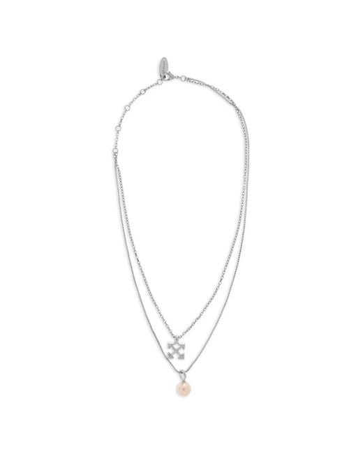Off-White c/o Virgil Abloh White Arrows Faux-Pearl Necklace