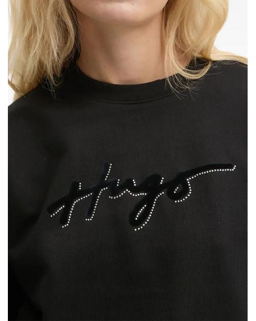 Sudadera con aplique del logo HUGO de color Black