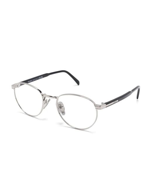 Prada Metallic Round-Frame Glasses for men