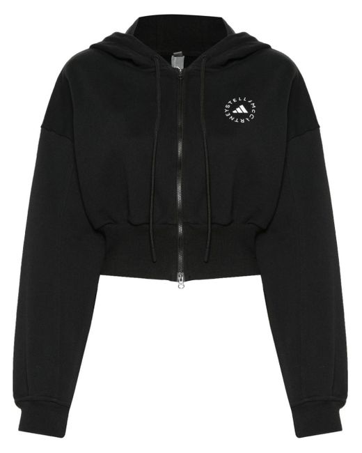 Adidas By Stella McCartney Black Logo-print Hooded Jacket