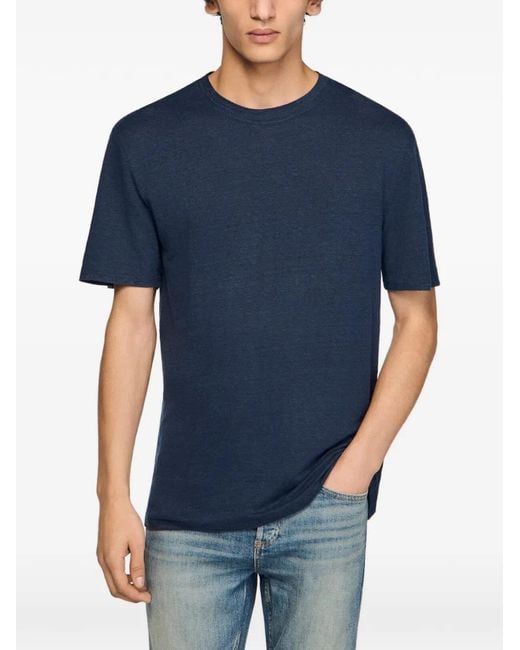 Sandro Blue Certified Linen T-Shirt for men