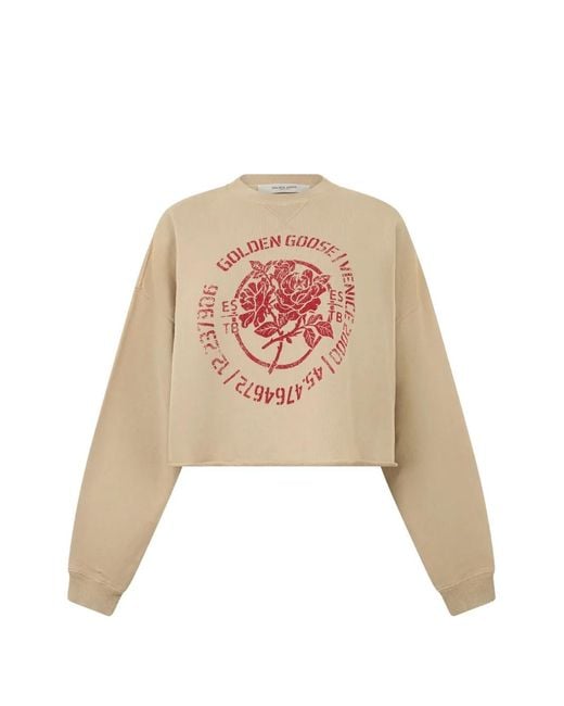 Golden Goose Deluxe Brand Natural Cropped Logo-Print Sweater