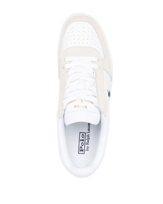 Polo Ralph Lauren White Court Leather Suede Sneakers