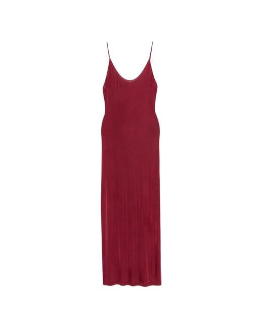 Saint Laurent Red Chain-Link-Strap Open-Back Maxi Dress