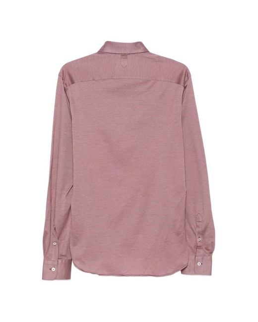 Canali Pink Mélange-Effect Button-Down Shirt for men