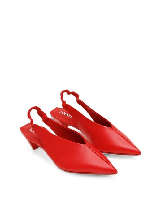 Loewe Red Pointed-Toe Slingback Pumps
