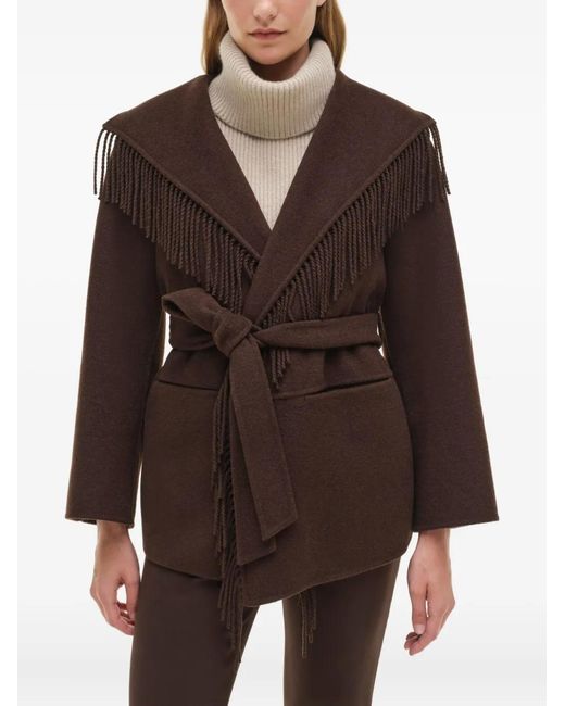 Jonathan Simkhai Brown Fringe-Trimmed Coat