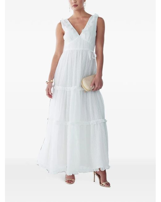 ST MRLO White Ruffled Tiered Maxi Dress