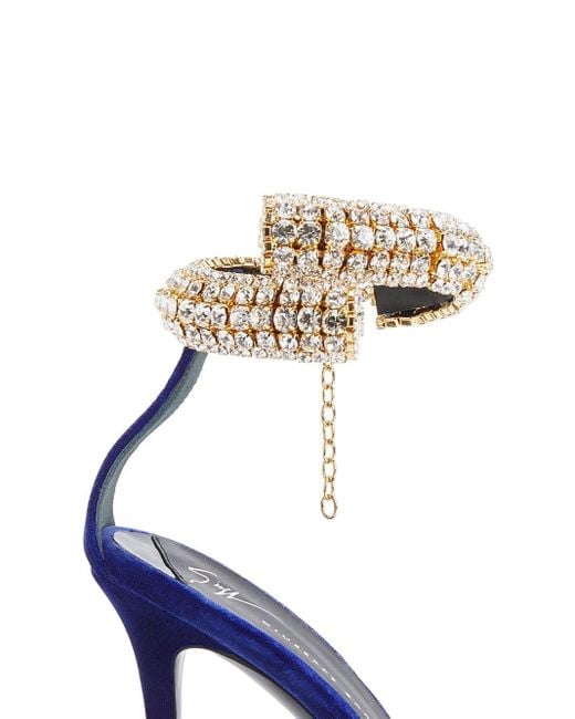 Intriigo Bijoux velvet sandals Giuseppe Zanotti de color Blue