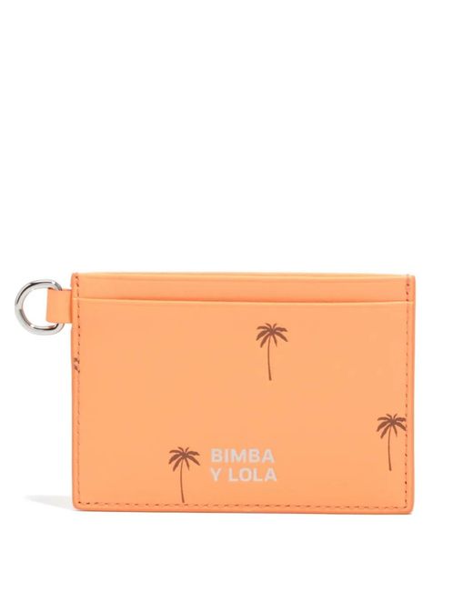 Bimba Y Lola Orange Palms Small Leather Cardholder