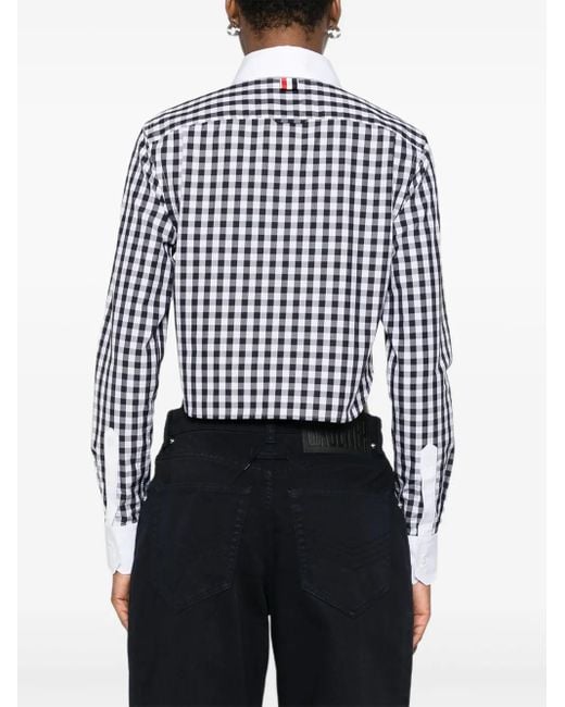Thom Browne White Gingham Peter-Pan Collar Shirt