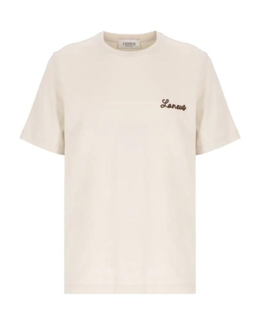 Laneus White Embroidered-Logo T-Shirt for men