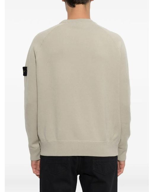 Stone Island White Logo-Patch Raglan-Sleeve Sweater for men