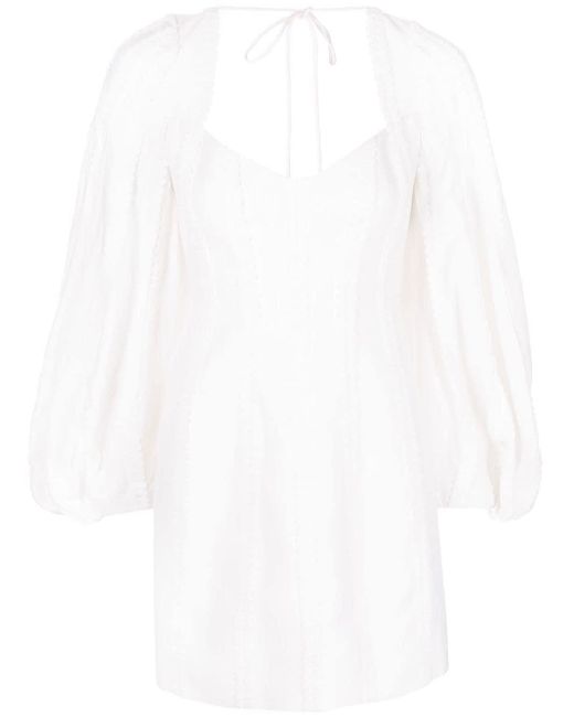 Acler Linen Duxbury Beaded Mini Dress in White | Lyst UK