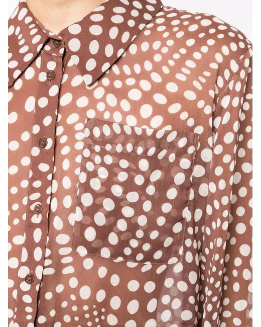 Staud Pink Graphic-Print Semi-Sheer Shirt