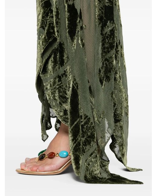 Roberto Cavalli Green Velvet Devoré Maxi Dress