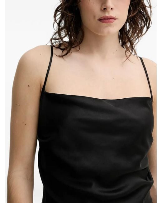 Nanushka Black Macia Side-Slit Midi Dress