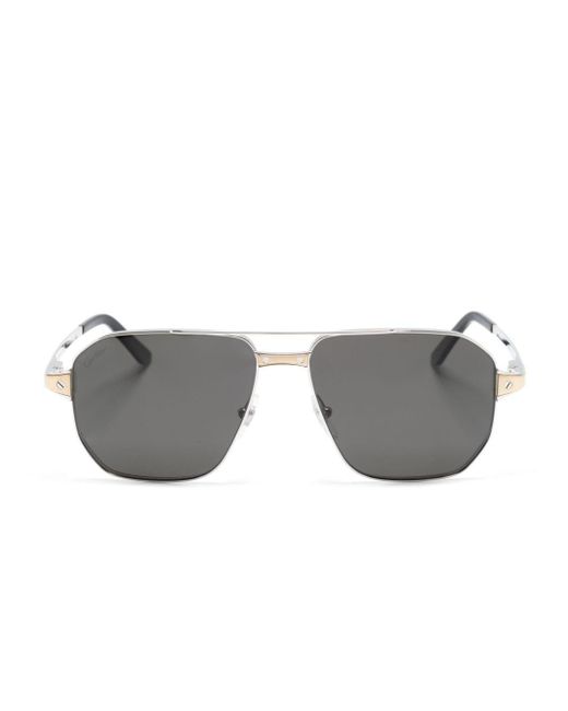 Cartier Gray Pilot-frame Tinted Sunglasses for men