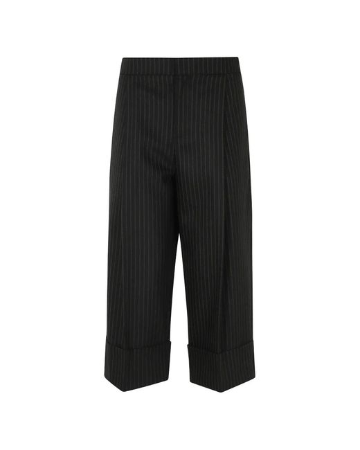 Elisabetta Franchi Black Pinstripe-Pattern Cuffed Trousers