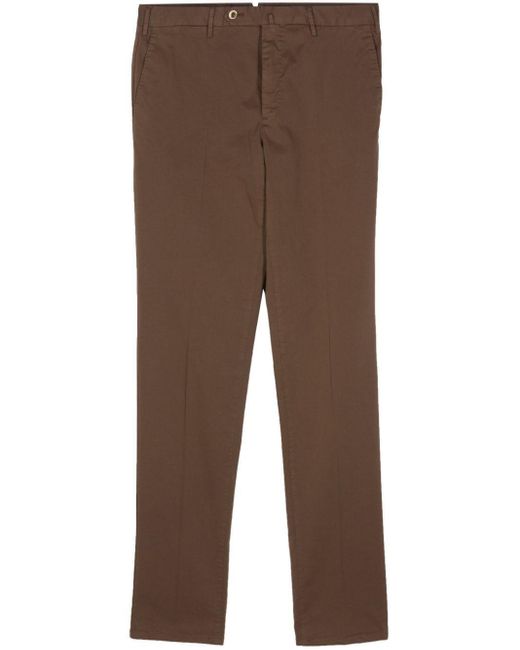 PT Torino Brown Gabardine-weave Trousers for men