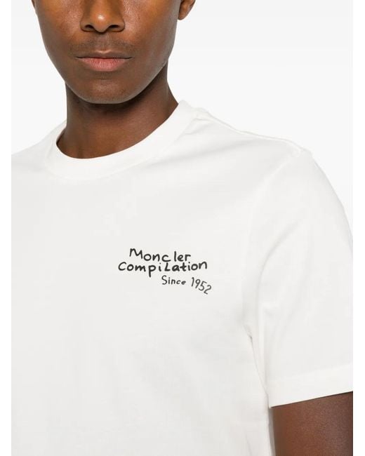 Moncler White Logo-Print Short-Sleeve T-Shirt for men