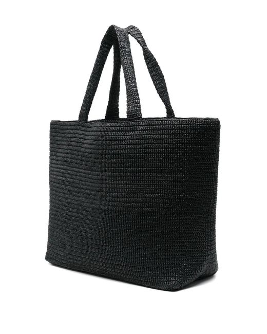 Saint Laurent Black Raffia Tote Bag