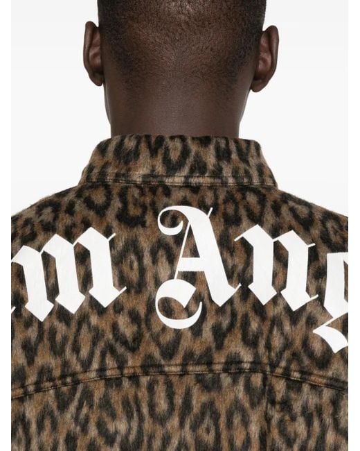 メンズ Palm Angels レオパード オーバーシャツ Brown