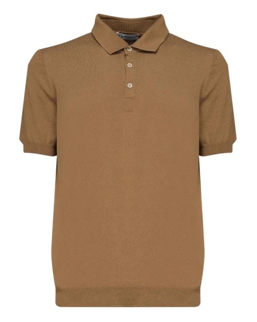 Galiana Brown Cotton Polo Shirt for men
