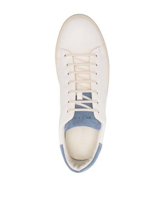Kiton White Debossed-logo Leather Trainers for men