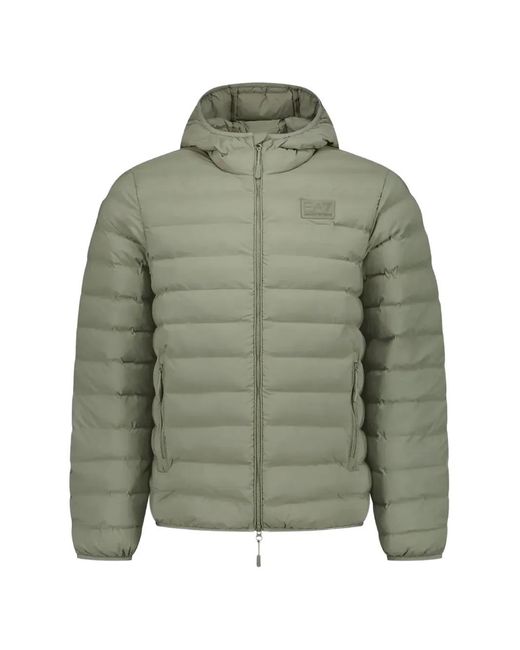 EA7 Green Hooded Quilted Jacket for men
