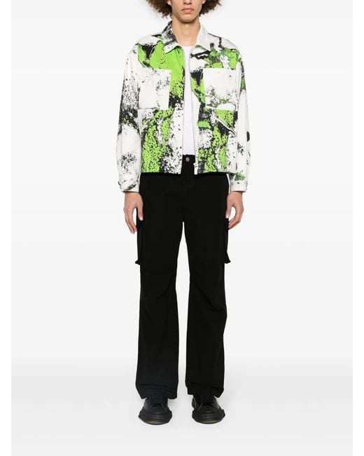 44 Label Group Green Corrosive-Print Denim Jacket for men