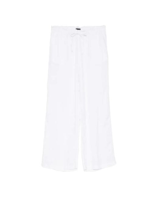 James Perse White Drawstring Linen Trousers