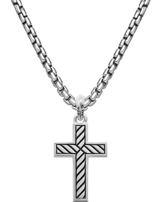David Yurman White Sterling Exotic Stone Cross Onyx Pendant (26Mm) for men