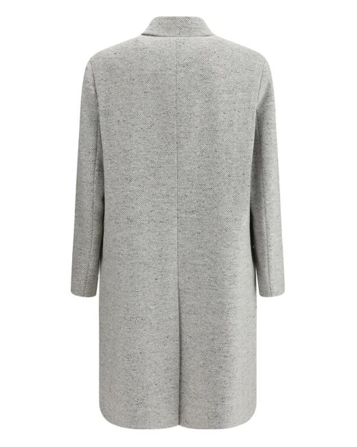 Lardini Gray Herringbone Single-Breasted Coat for men