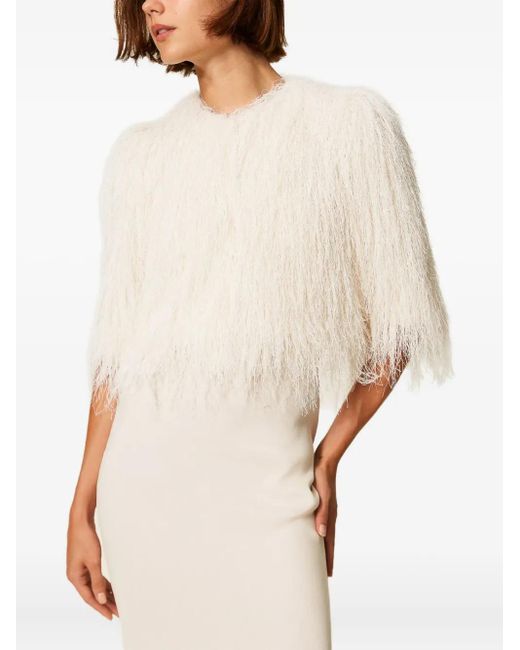 Twinset Natural Fringe-Trimmed Jacket