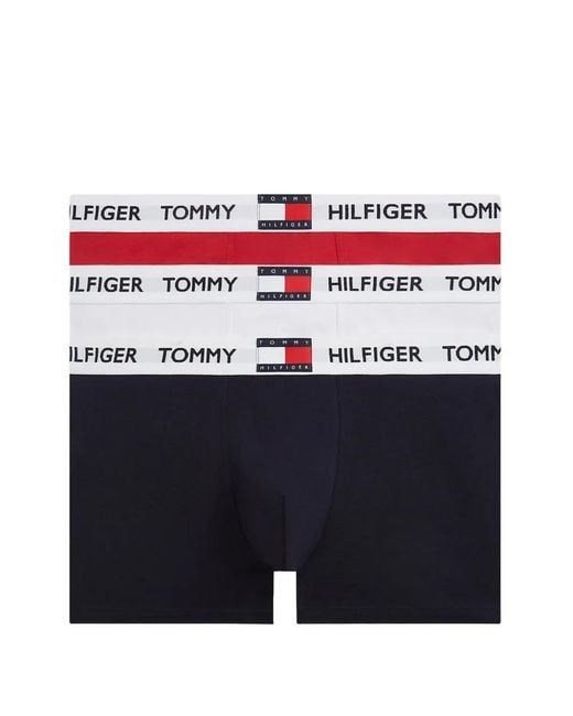 Tommy Hilfiger Blue Logo-Print Waistband Boxers (Pack Of Three) for men