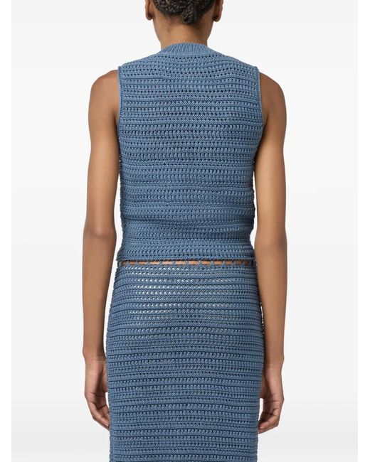 Tod's Blue Crochet-Knit Top
