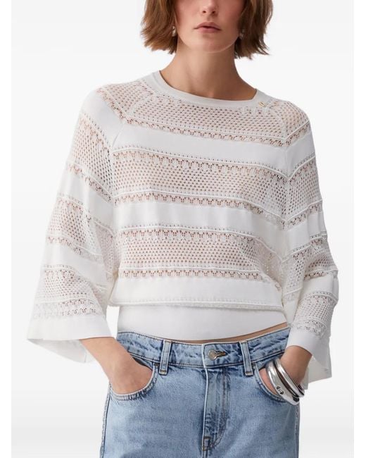 Liu Jo White Openwork Jumper