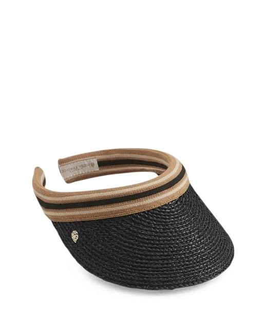 Helen Kaminski Black Bianca 8 Striped Woven Visor