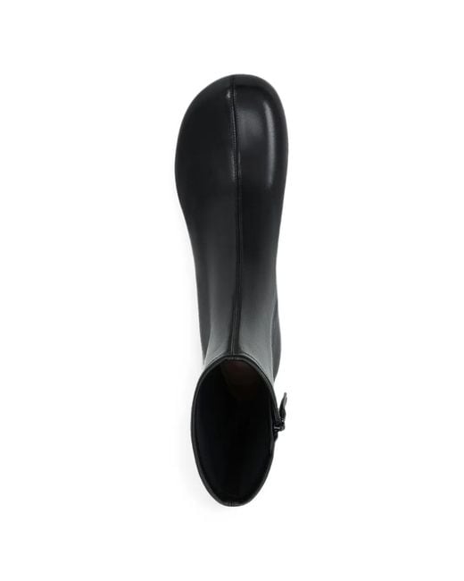 POTAMY Black Round-Toe Heeled Ankle Boots