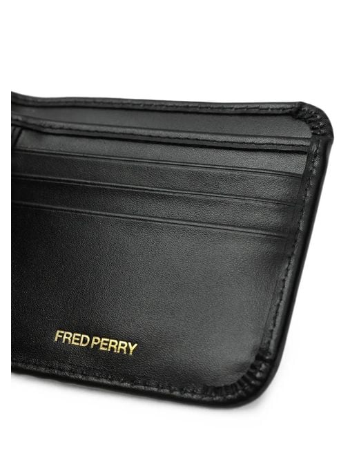 Fred Perry Black Logo-Embroidered Bi-Fold Wallet for men