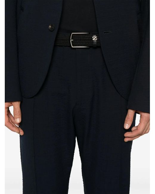 Emporio Armani Blue Piped-Trim Trousers for men